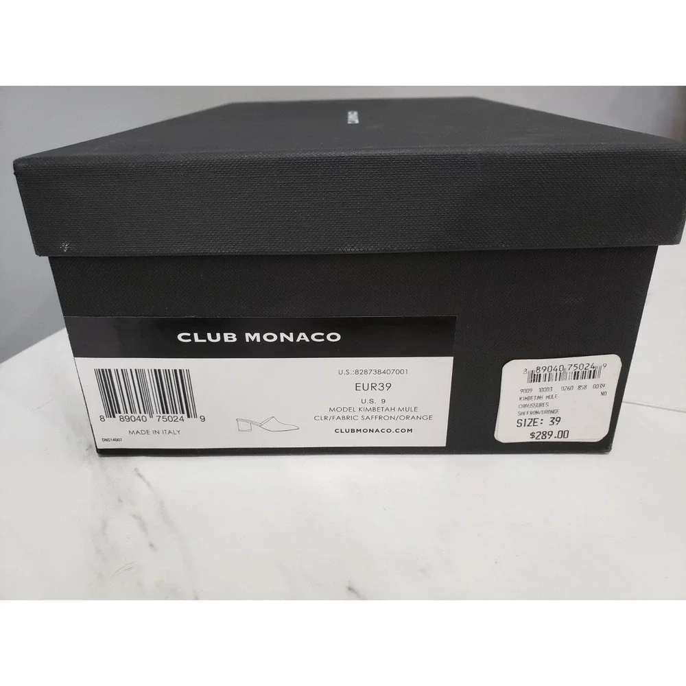 NEW SIZE US 8 / EU 39 Club Monaco Kimbetah Saffron Orange Suede Mule Heels Block